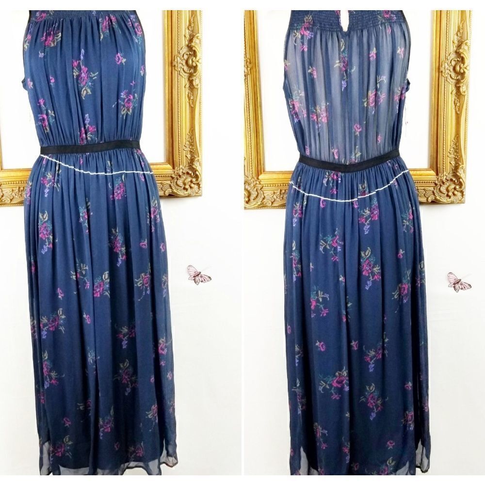 Band of outsiders nvy silk floral pin dress NWOT